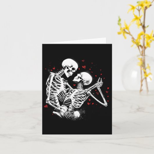 Carte Skeleton Couple pour la Saint Valentin d'Halloween (Fleur jaune)