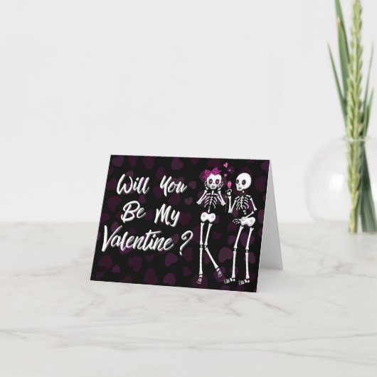 Carte Skeleton Couple Serez-Vous Mon Valentin ? (Devant)