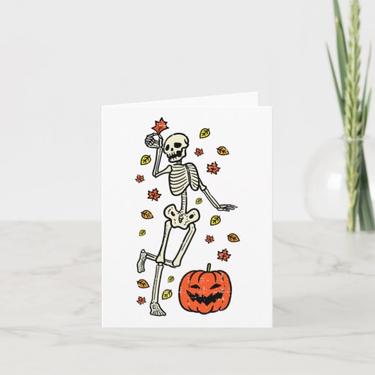 Carte Skeleton Dance Citrouille Halloween Costume Automn (Devant)