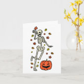 Carte Skeleton Dance Citrouille Halloween Costume Automn (Fleur jaune)