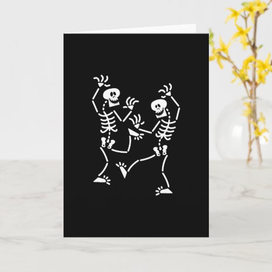 Carte Skeleton Dancing Halloween (Fleur jaune)