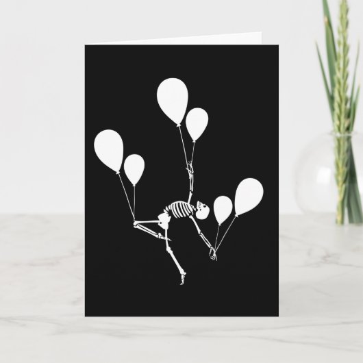 CARTE SKELETON DANSE AVEC BALLONS HALLOWEEN (Devant)