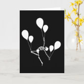 CARTE SKELETON DANSE AVEC BALLONS HALLOWEEN (Fleur jaune)
