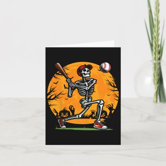Carte Skeleton de baseball Halloween Garçons Éffrayants  (Devant)