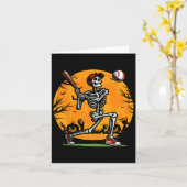 Carte Skeleton de baseball Halloween Garçons Éffrayants  (Fleur jaune)