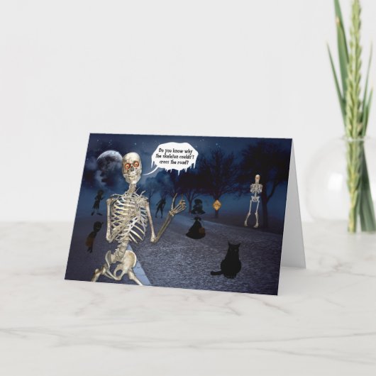Carte Skeleton Drôle Plaisanterie Trick ou Traiter Hallo (Devant)