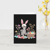 Carte Skeleton Easter Skeleton Oeufs Panier Lapin (Fleur jaune)