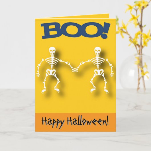 Carte Skeleton editable Halloween  (Fleur jaune)