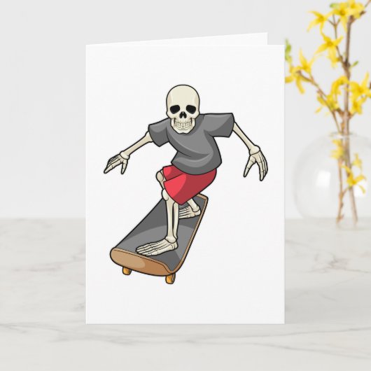 Carte Skeleton en skateboard (Fleur jaune)