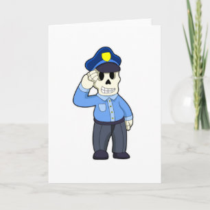 Carte Skeleton en tant que policier avec casquette de po