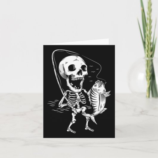 Carte Skeleton Fishing Lazy Halloween Costume Cool Crâne (Devant)