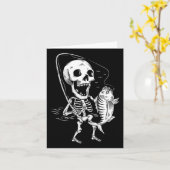 Carte Skeleton Fishing Lazy Halloween Costume Cool Crâne (Fleur jaune)