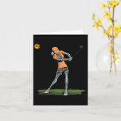 Carte Skeleton Golf Funny Halloween Golf Sport Golfe (Fleur jaune)