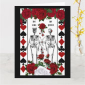 Carte Skeleton gothique couple roi reine (Fleur jaune)