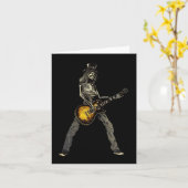 Carte Skeleton Guitar Guy Éffrayant Happy Halloween Rock (Fleur jaune)