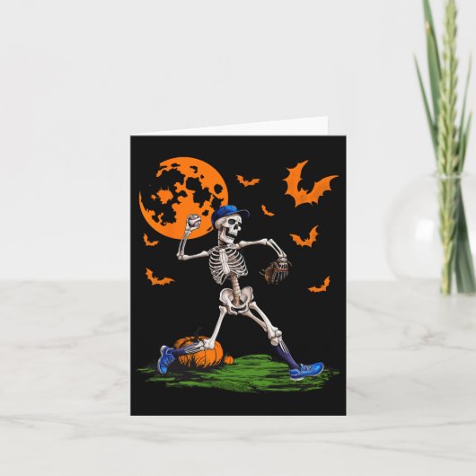 Carte Skeleton Halloween Hommes garçons Baseball Saison  (Devant)