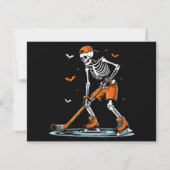 Carte Skeleton Hockey sur glace Halloween garçons Drôle  (Dos)