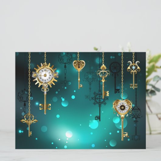 Carte Skeleton Keys on Green Background (Debout devant)