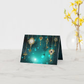 Carte Skeleton Keys on Green Background (Fleur jaune)