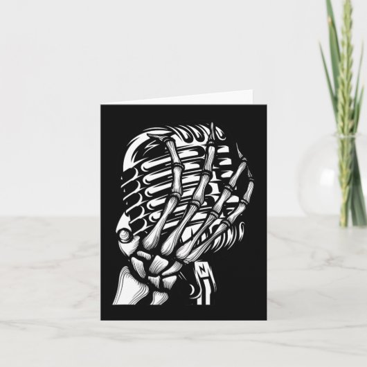 Carte Skeleton Main On the Mic Rock And Roll s Band Tee (Devant)