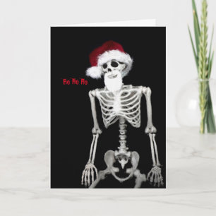 Carte Skeleton Père Noël Christmas Card Joyeux Effrayant