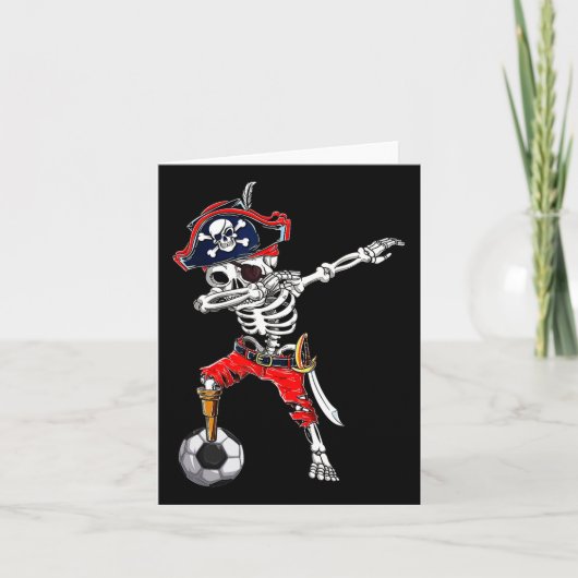 Carte Skeleton Pirate & Soccer Ball Halloween Costum (Devant)