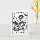 Carte Skeleton Reading Book Lover Funny The Reader Tarot (Fleur jaune)