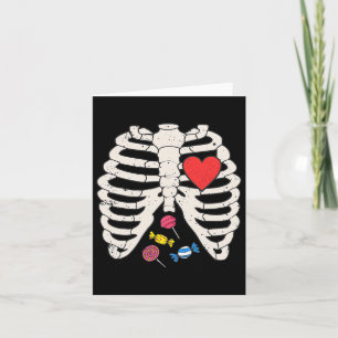 Carte Skeleton Rib Cage Candy Coeur drôle Xray Halloween