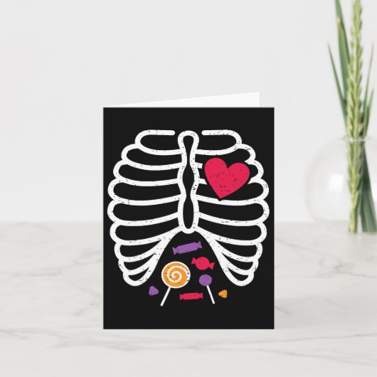 Carte Skeleton Rib Cage Funny Halloween Garçons Filles (Devant)