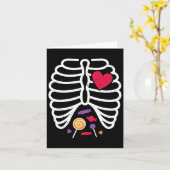 Carte Skeleton Rib Cage Funny Halloween Garçons Filles (Fleur jaune)