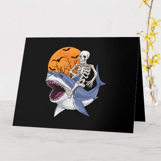 Carte Skeleton Riding Shark Funny Halloween Costume Boys (Fleur jaune)