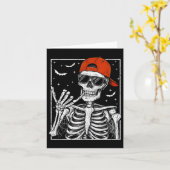 Carte Skeleton Rock Halloween Costume Cool Rock Mus (Fleur jaune)