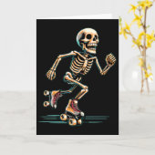 Carte Skeleton Roller Skater Halloween (Fleur jaune)