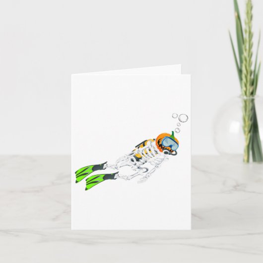Carte Skeleton Scuba Plongée Halloween Citrouille Plonge (Devant)