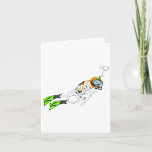 Carte Skeleton Scuba Plongée Halloween Citrouille Plonge