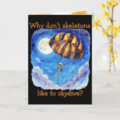 Carte "Skeleton Skydiver" Blague pour enfants Halloween (Fleur jaune)