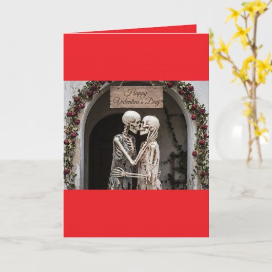 Carte Skeleton Valentine's Day (Fleur jaune)