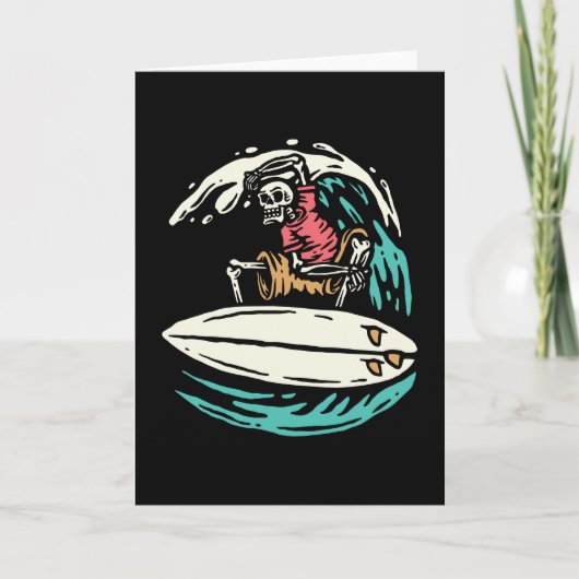 CARTE SKELETON WAVE RIDER SURF WAVES (Devant)