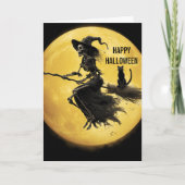 Carte Skeleton Witch Cat Moon Scary Horror Halloween (Devant)