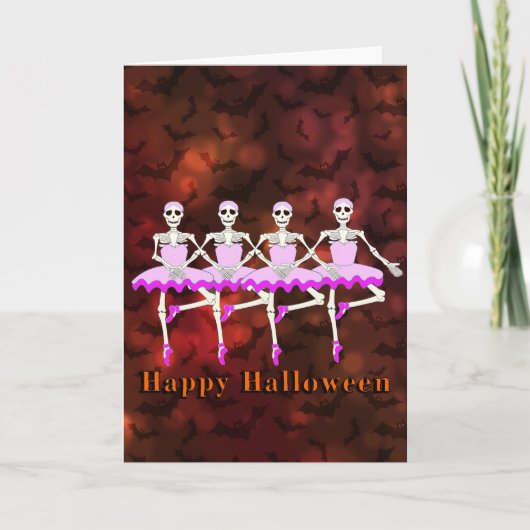 Carte Skeletons Dancing Ballet "Happy Halloween" (Devant)