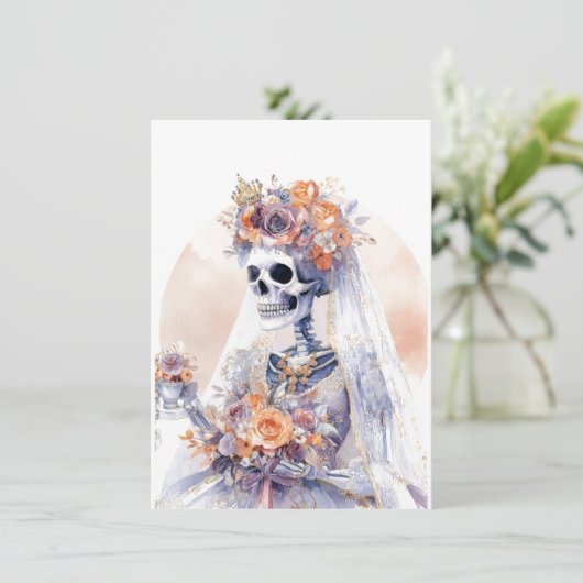 Carte Skelton Halloween Watercolor (Debout devant)