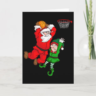 Carte Sketto de Noël Santa Claus Slam Dunk Elf Funny H