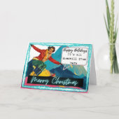 Carte Ski Christmas Card Funny Retro Skiing Best Friend (Devant)