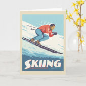 Carte Ski est croire Retro Print (Fleur jaune)