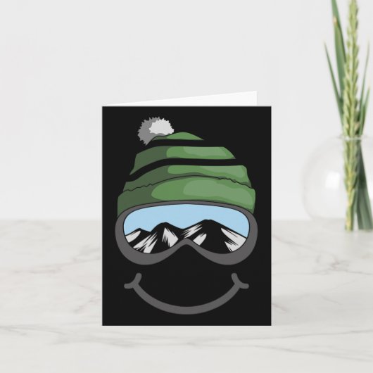 Carte Ski Et Snowboard Lover Cadeau Souriant Skier Ou Bo (Devant)