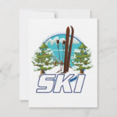Carte Ski, logo d'affiche de ski. (Devant)