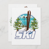 Carte Ski, logo d'affiche de ski. (Devant / Derrière)