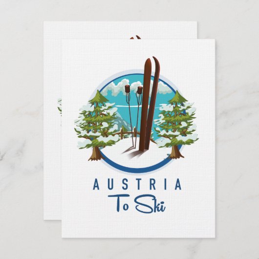Carte Ski, logo d'affiche de ski. (Devant / Derrière)