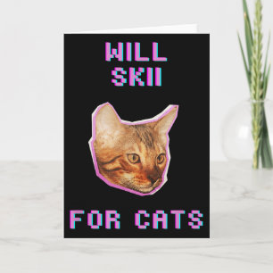 Carte Ski Pour Chats Aventure De Neige D'hiver Drôle