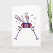 Carte Ski Rabbit avec bâtons de ski et lunettes de ski (Devant)